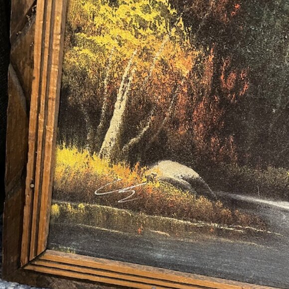 CHUY MORAN VTG BLACK VELVET PAINTING WALL ART MID CENTURY LANDSCAPE - Picture 2 of 3